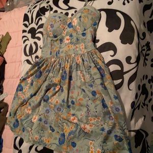 Green floral flowy casual dress